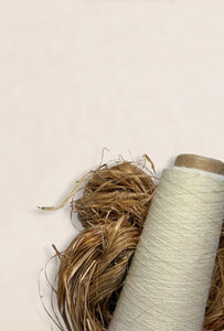 Hemp fibre wrapped and is displayed with a bundle of hemp fibre