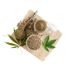 Hemp Seeds are kept with hemp left as a product display