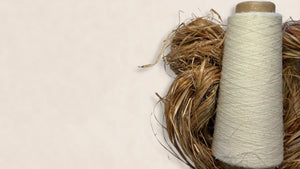 Hemp fibre wrapped and is displayed with a bundle of hemp fibre