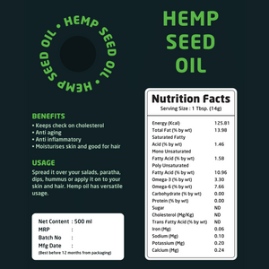 Hemp seed oil back label